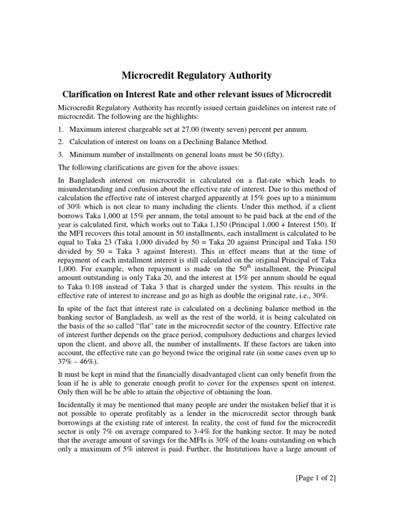 Clarificationoninterestrate English | PDF | Microcredit | Interest