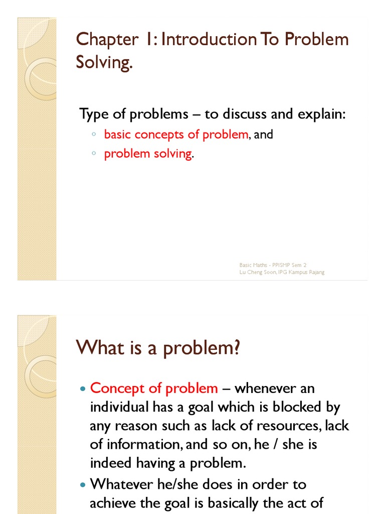 Chapter 1 Basic Concept of Problem and Problem Solving PP | PDF ...