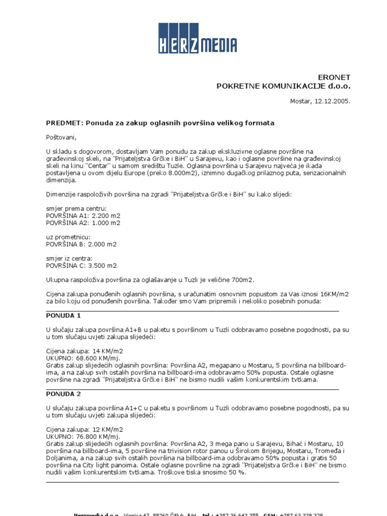 ERONET Ponuda Od 12.12.2005 | PDF