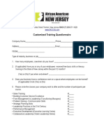 Customized Training Questionnaire: 110 West State Street Trenton, New Jersey 08608 (P) 609-571-1620
