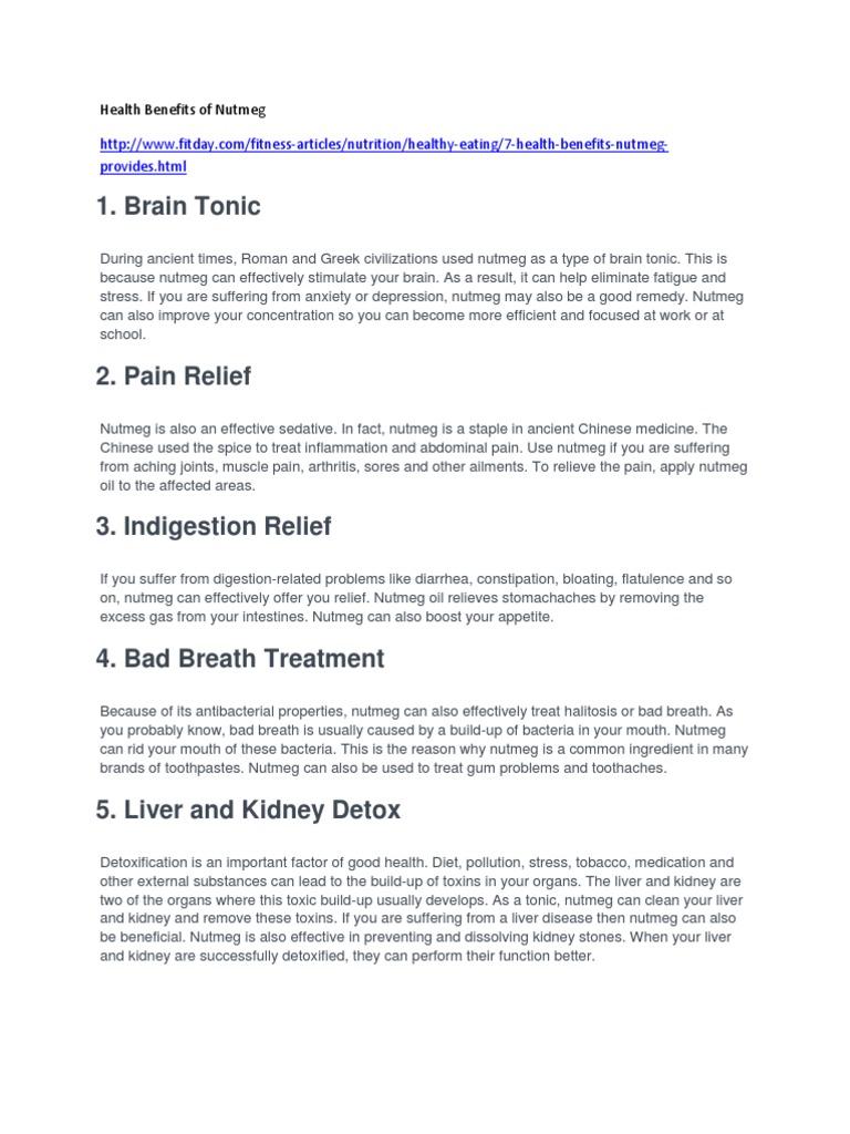 Health Benefits Of Nutmeg Pdf Nutmeg Magnesium