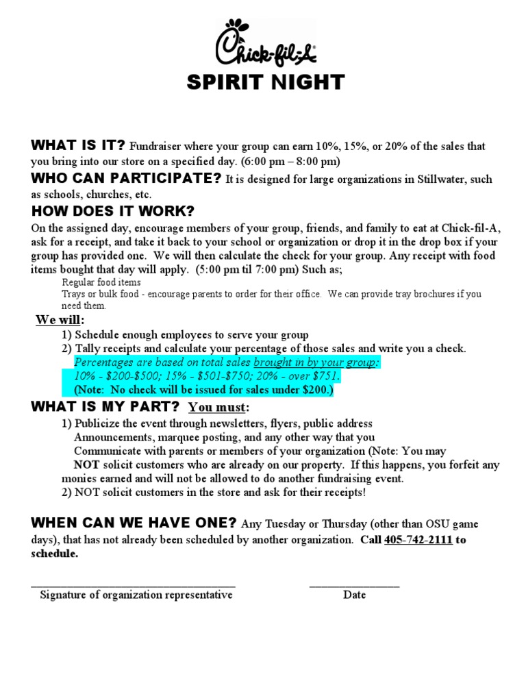 Stillwater Spirit Night Fundraiser Guide | PDF