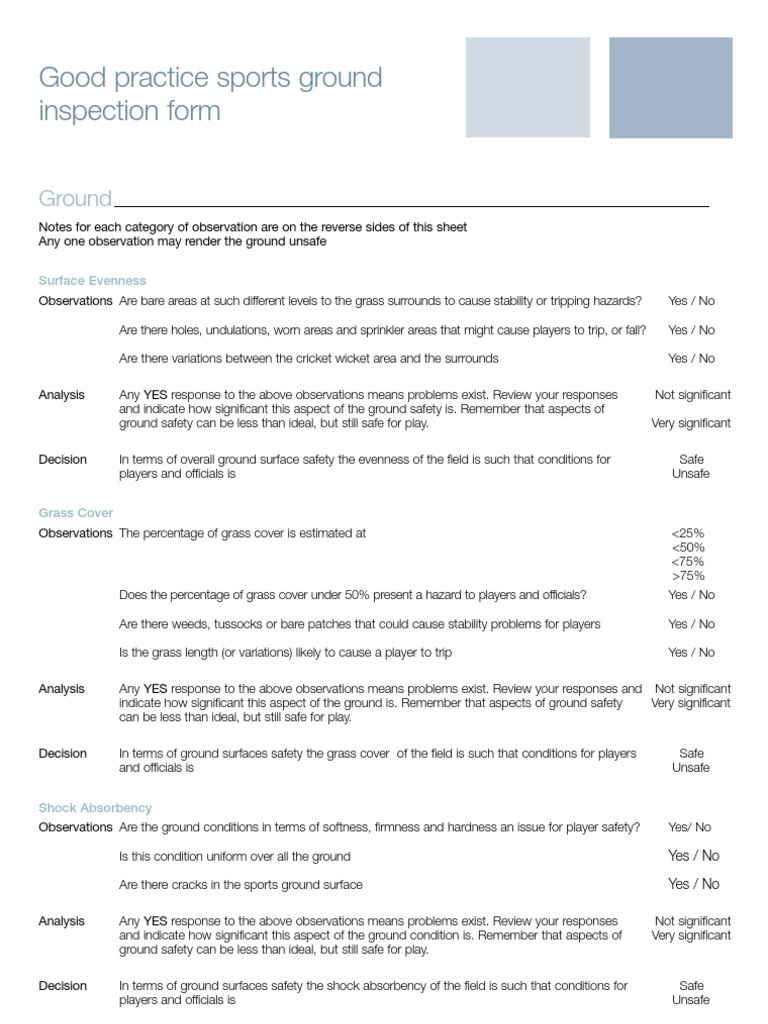 Cricket Ground Safety Inspection Guide | PDF | Cricket | Safety