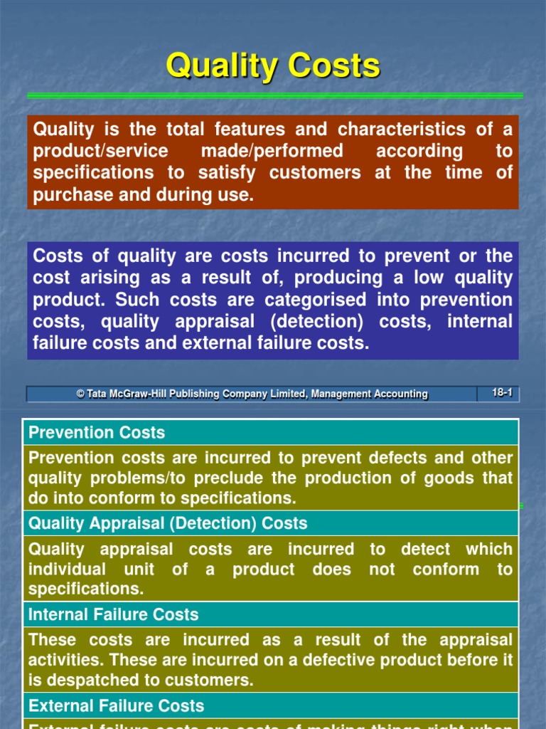Quality Costing Management Accounting Cost