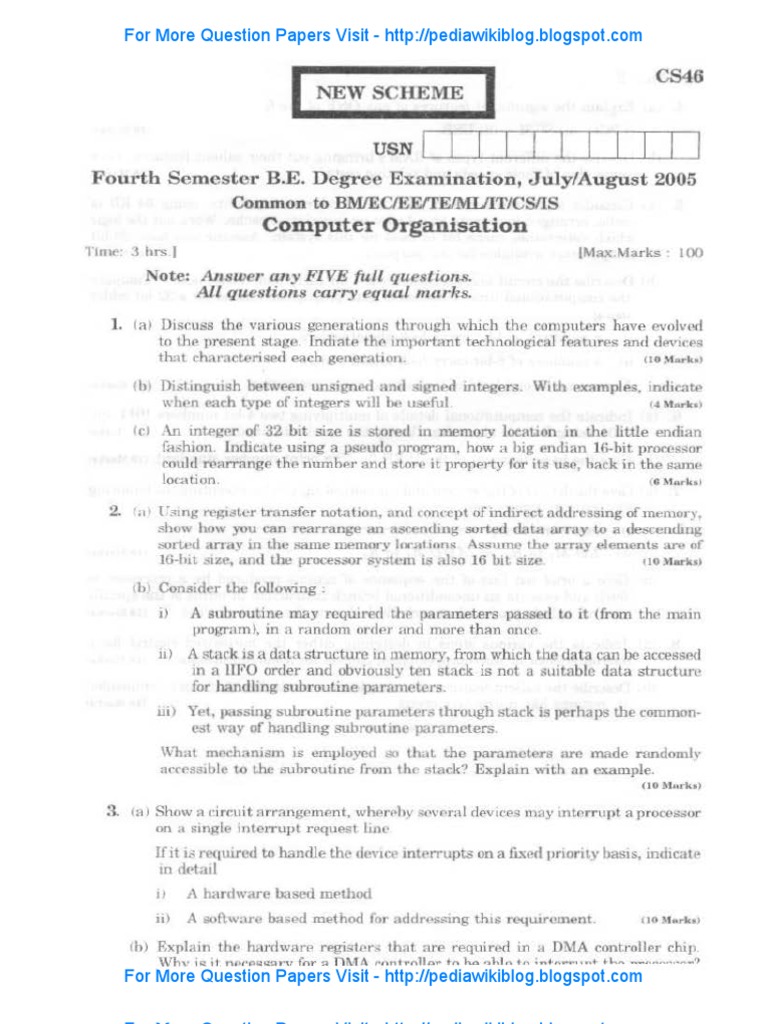 Computer Organisation Exam Questions | PDF | Cpu Cache | Computer Hardware