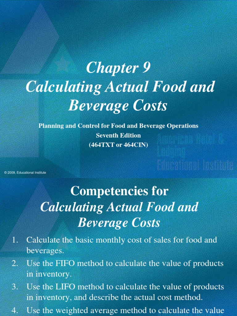 Calculating Actual Food and Beverage Costs PDF Cost Of Goods Sold