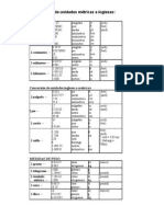Conversión de Unidades Métricas A Inglesas