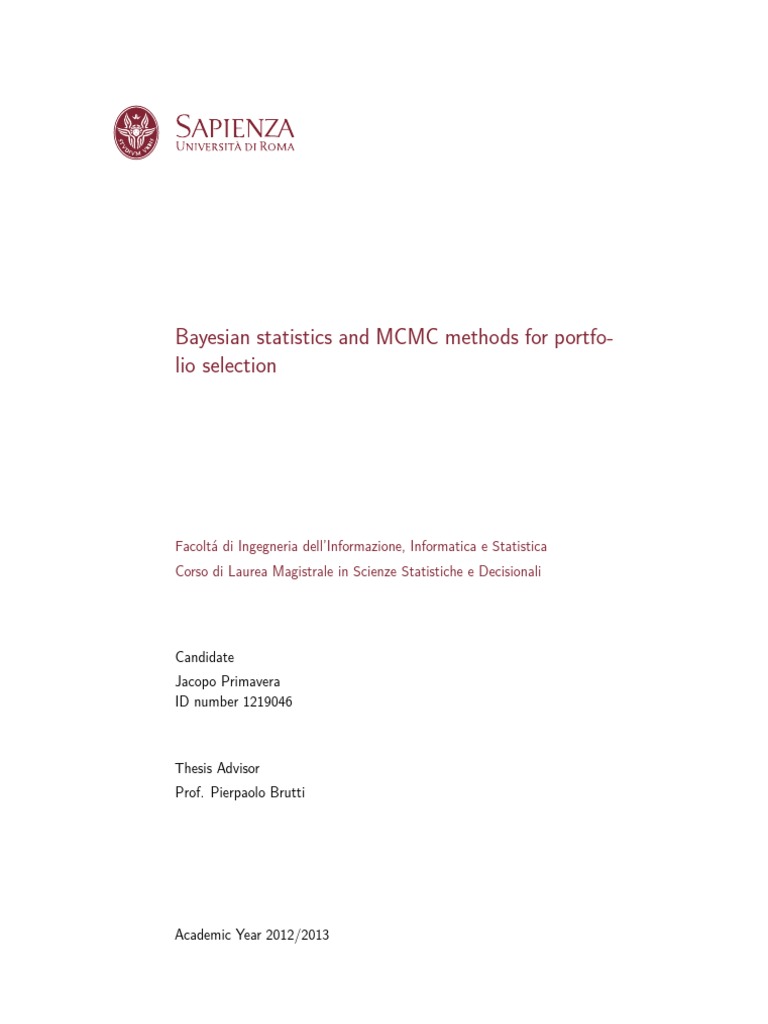 Bayesian Statistics and MCMC Methods For Portfolio Selection | PDF ...