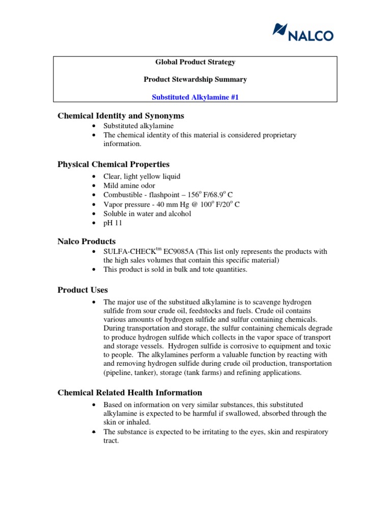 Chemical Identity and Synonyms Global Product Strategy Product Stewardship Summary PDF