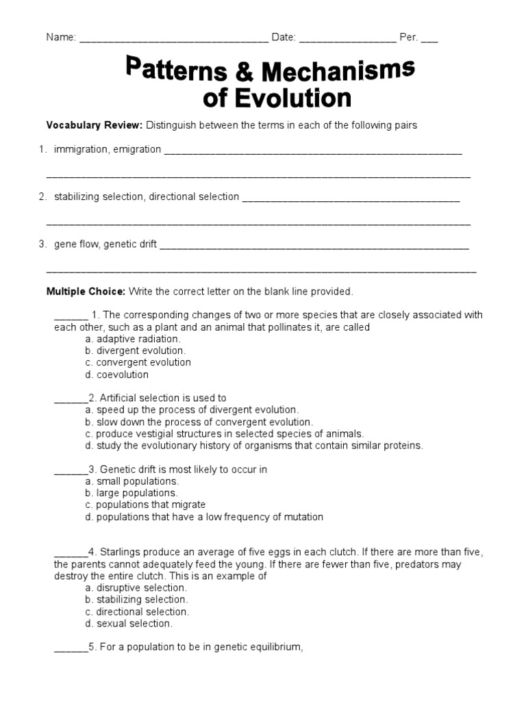 patterns-and-mechanisms-worksheet-natural-selection-evolution