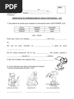 Atividade de Língua Portuguesa 3º ano