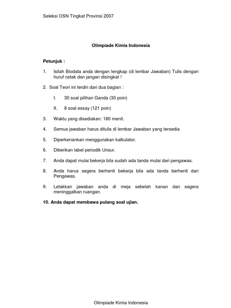 SoalSoal Olimpiade Kimia SMA PDF
