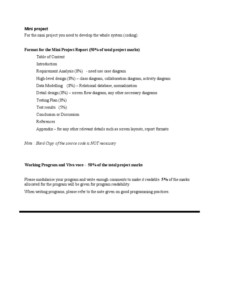 Mini Project Report Guidelines and Format | PDF