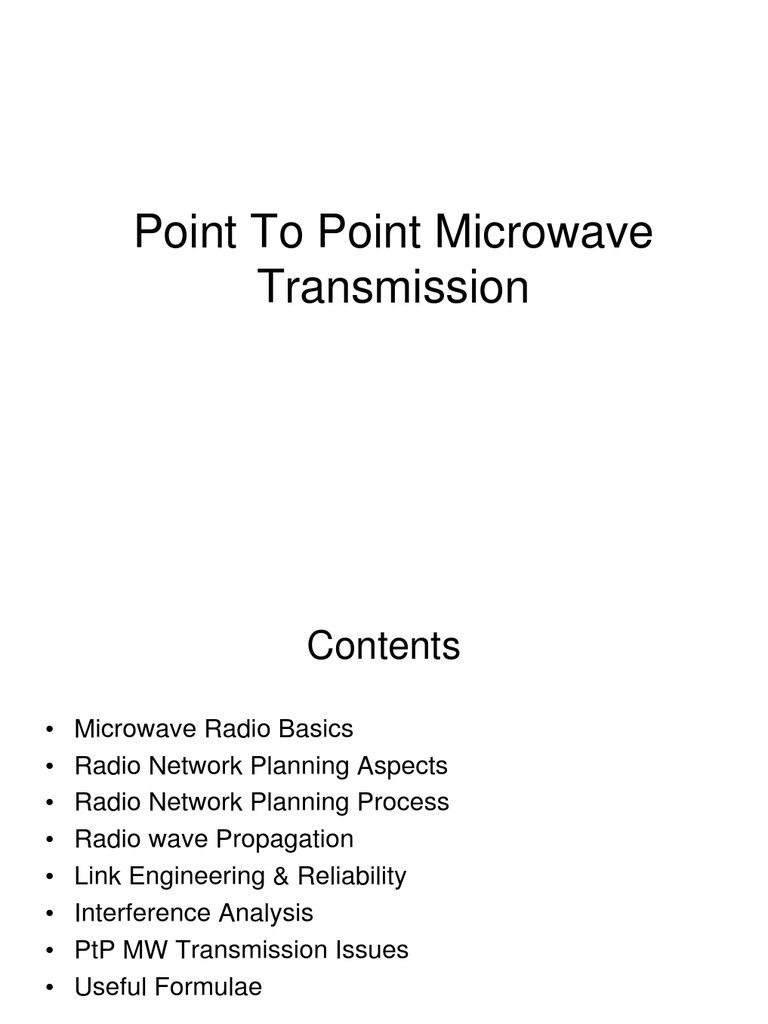 Point-to-Point Microwave Transmission Guide | PDF | Radio Propagation ...