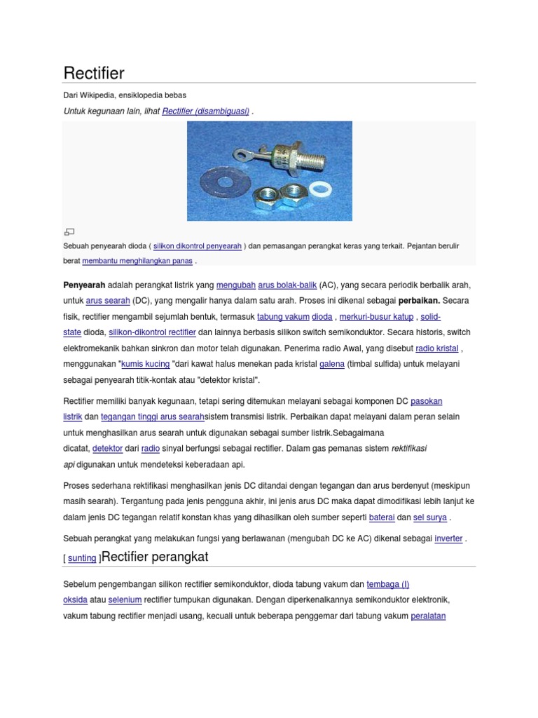 Fungsi dan Jenis Rectifier Elektrik | PDF | Sains & Matematika