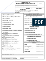 Formulario INGRESOS EVENTUALES (Con Afectacion A Planta)