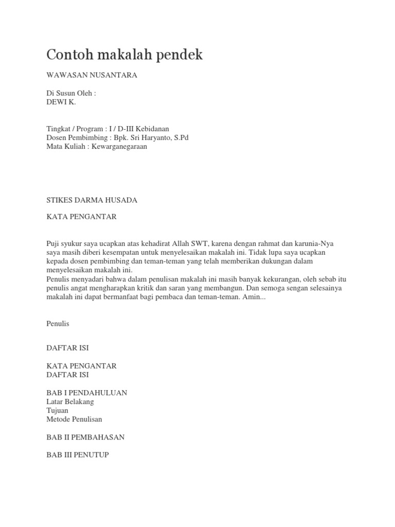 Contoh Makalah Pendek PDF