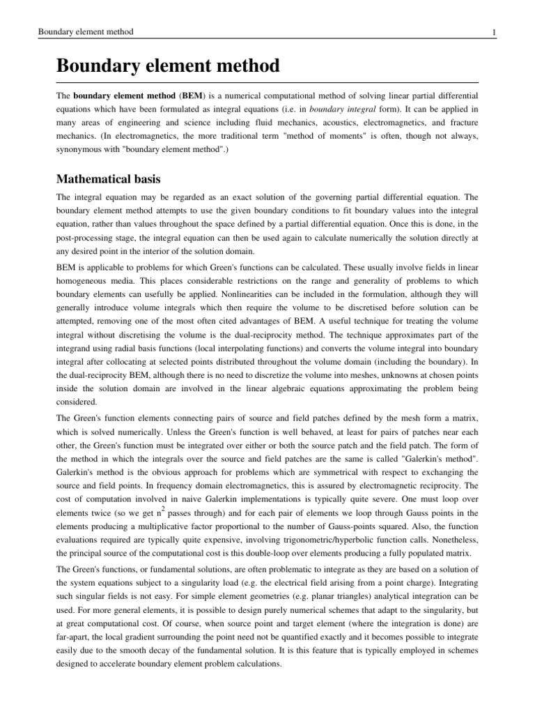 Overview of Boundary Element Method | PDF | Boundary Element Method ...