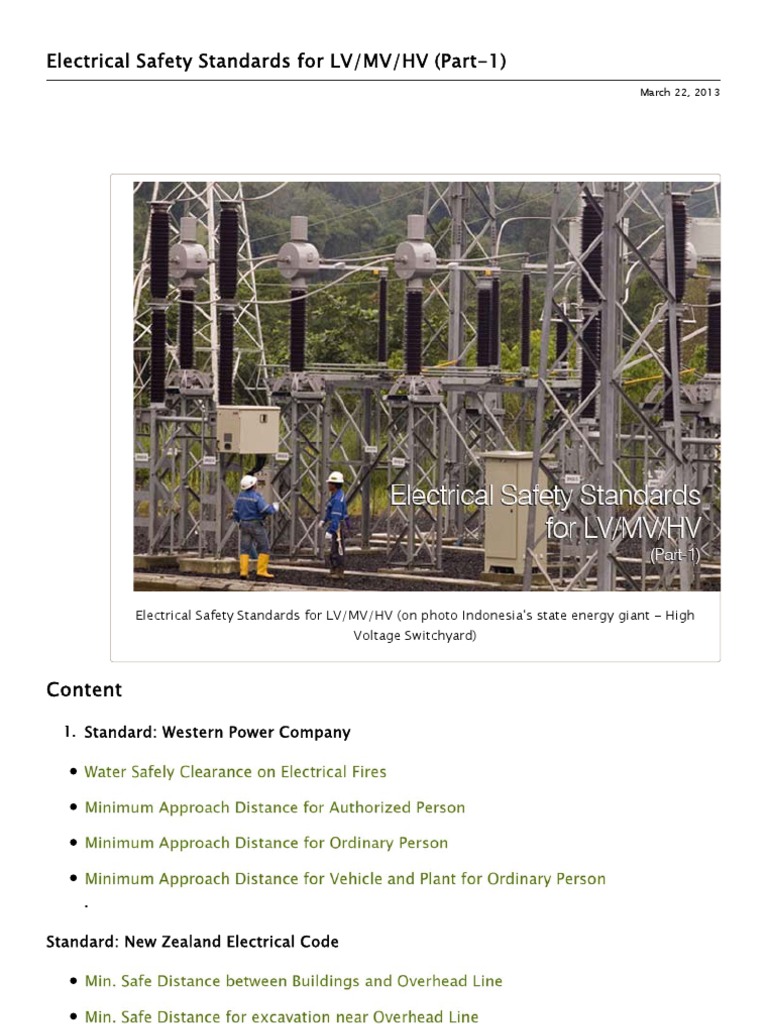 Electrical Safety Standards for Voltage Levels | PDF | Volt ...