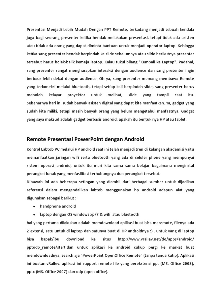 Remote Presentasi PowerPoint Dengan Android | PDF | Komputer