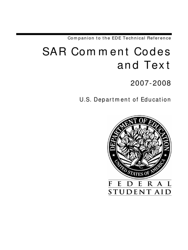 2007-2008 SAR Comment Codes Guide | PDF | Social Security Number ...