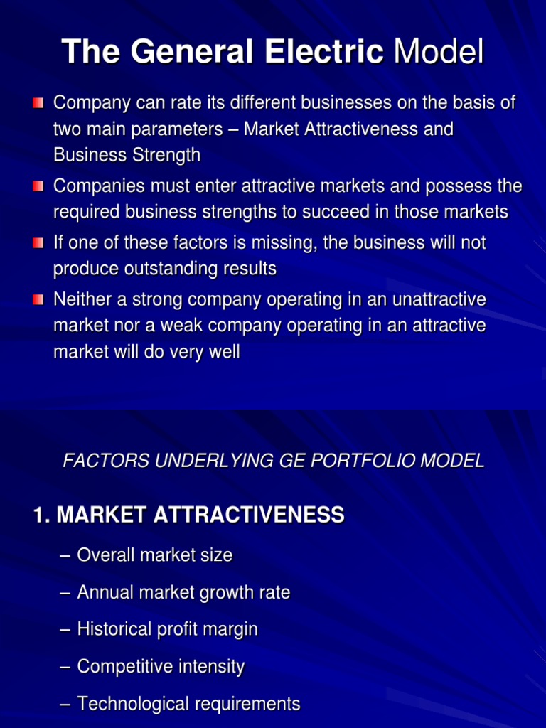 General Electric Model.ppt Strategic Management Economic Growth
