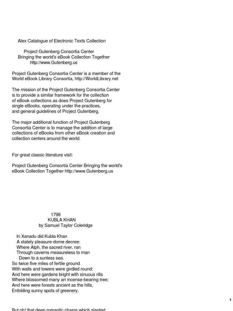 Coleridge, S.T. Kubla Khan PDF English Poetry British Poetry