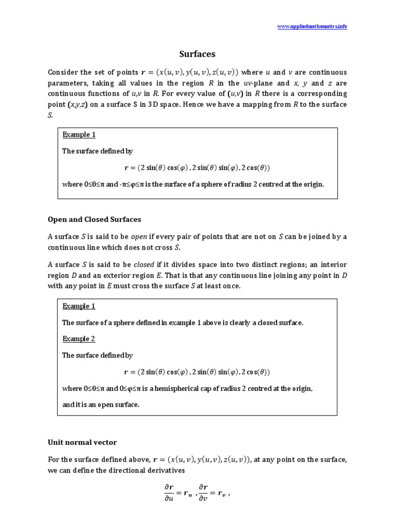 Surfaces: Open and Closed Surfaces | PDF | Sphere | Surface Area
