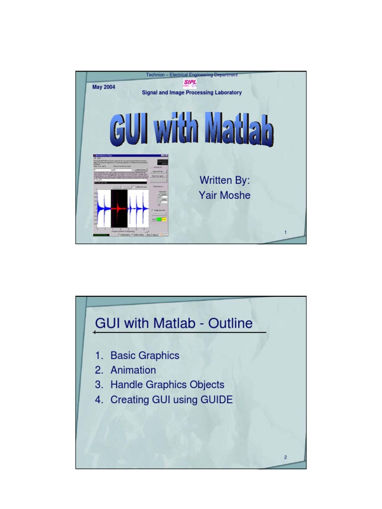 GUI With Matlab - Outline: Written By: Yair Moshe | PDF