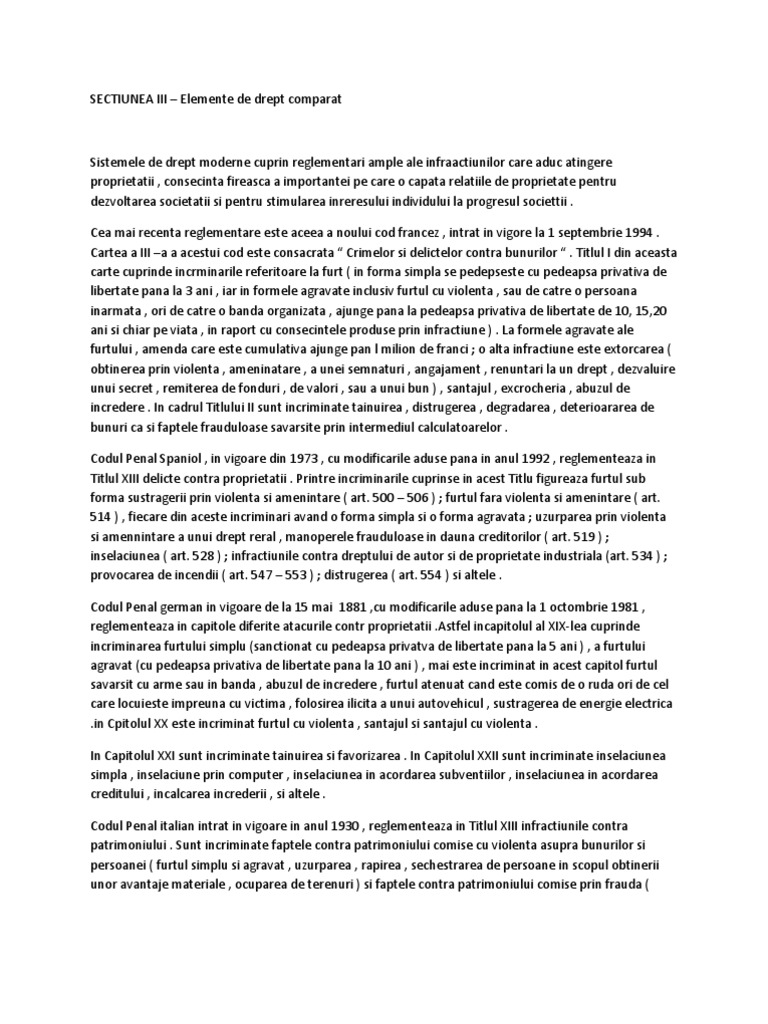 Drept Comparat Talharie Drept Penal Special | PDF