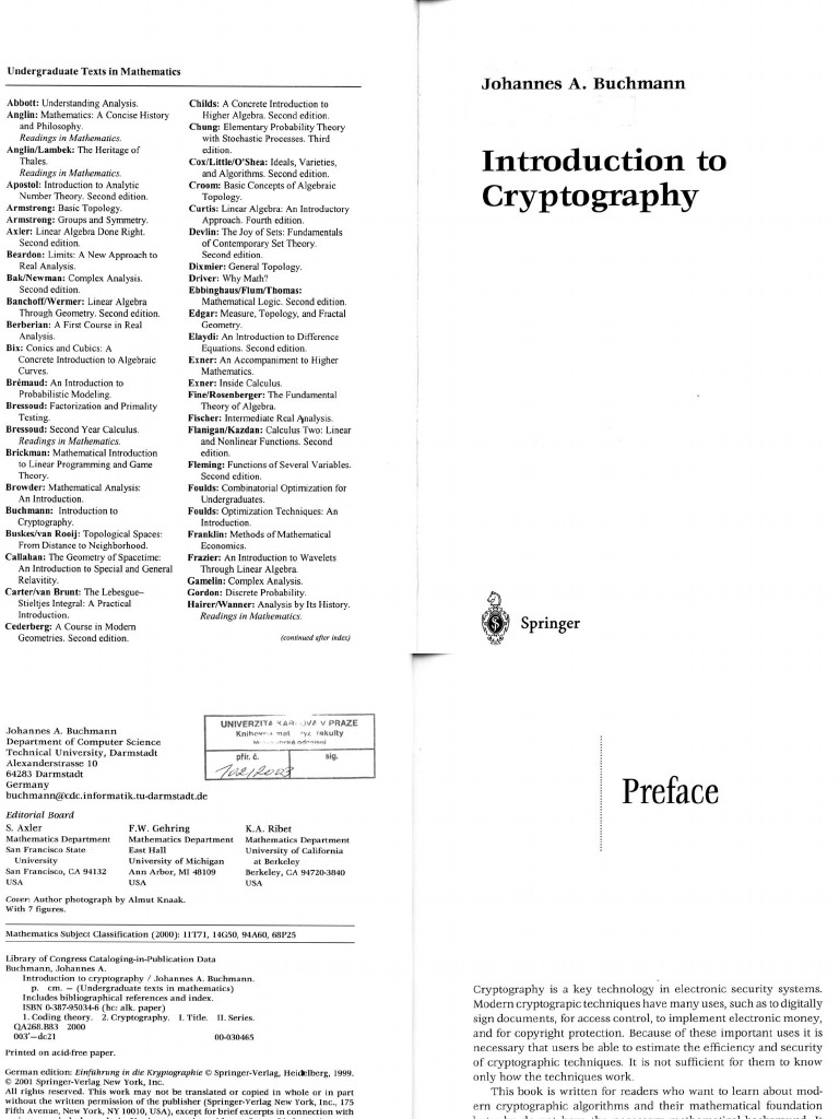 Introduction To Cryptography - Buchmann | PDF