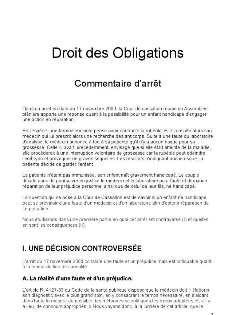 Exemple De Commentaire D Arrêt Corrigé Pdf