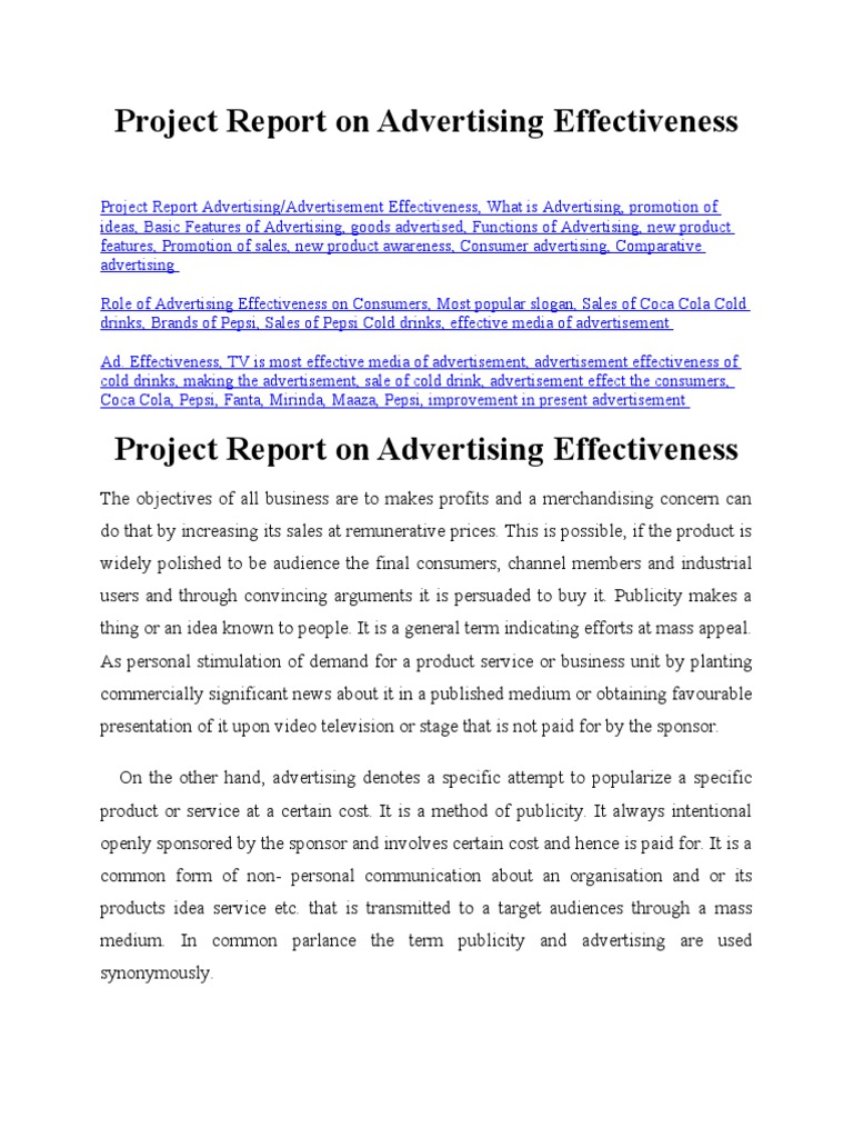 Advertising Effectiveness Project Report | PDF | Advertising | Sales