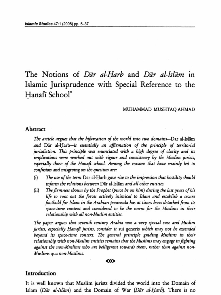 Dar Al Islam And Dar Al Harb Pdf Sharia Jihad