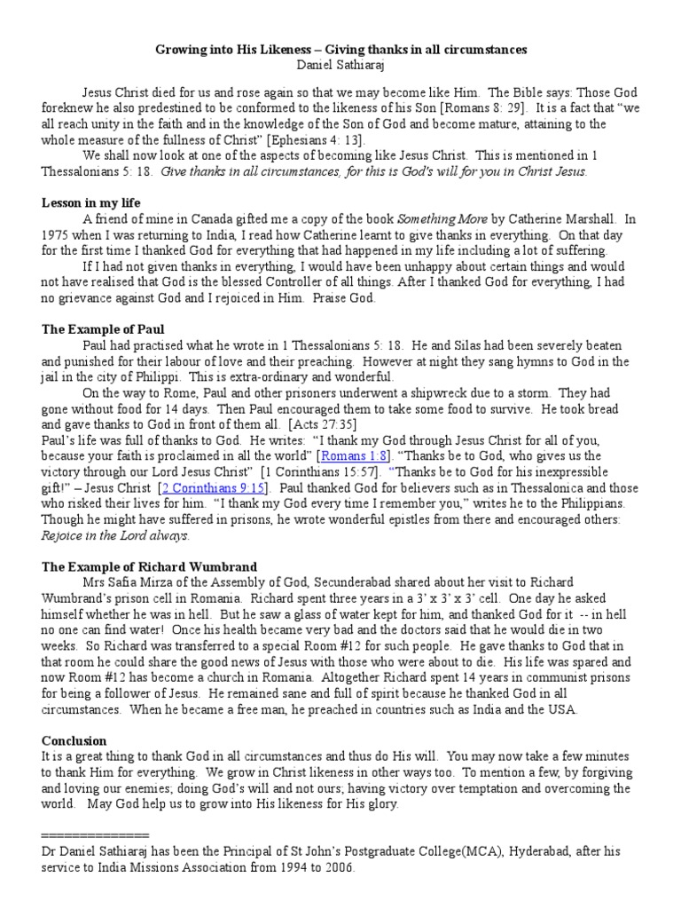 Growing Into His Likeness Epistle To The Philippians - 