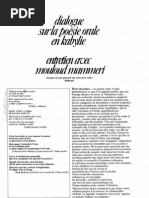 Dialogue Sur La Poésie Orale en Kabylie: Entretien Avec Mouloud Mammeri - Pierre Bourdieu