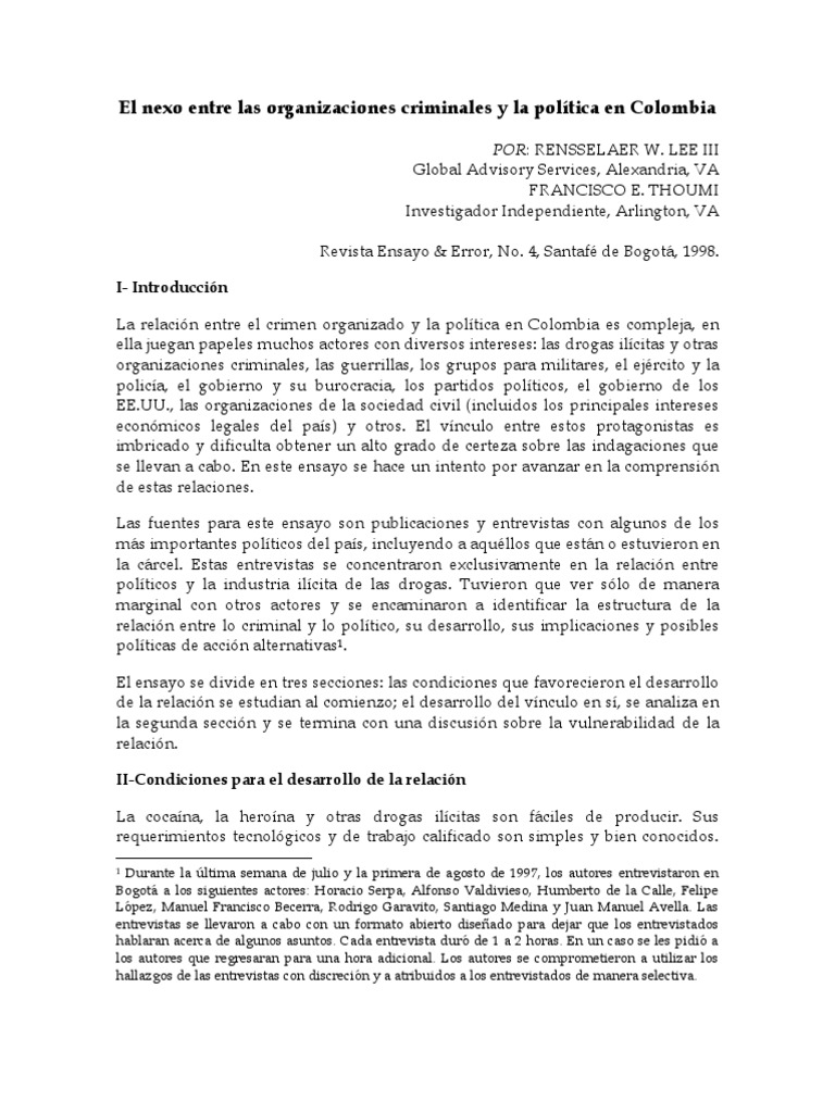 Crimen y política en Colombia: análisis | PDF | Colombia | Comercio ...