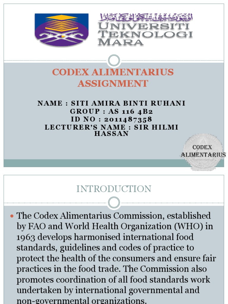 Overview of Codex Alimentarius Standards | PDF | Food Safety | Hazard ...
