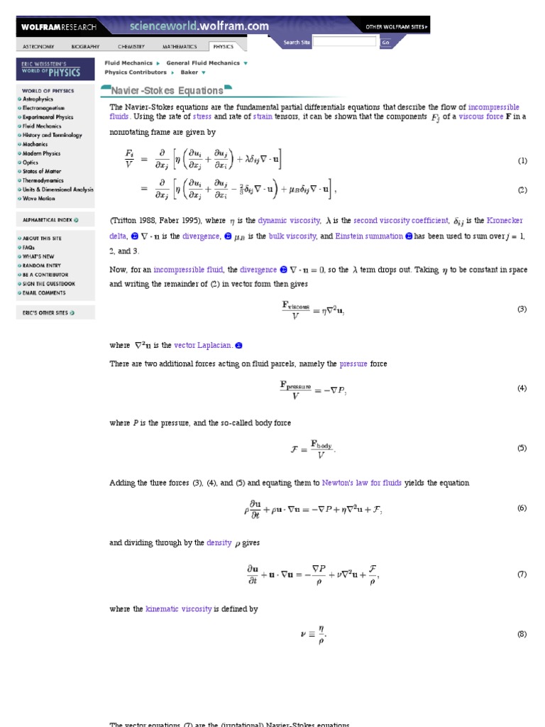 Navier Stokes Eqn | PDF | Navier–Stokes Equations | Fluid Dynamics