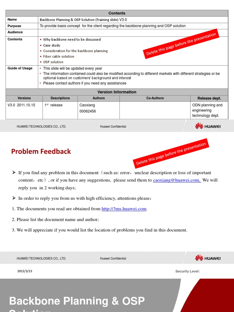 Backbone Planning & OSP Solution (Training Slide) V3.0 | PDF | Optical ...