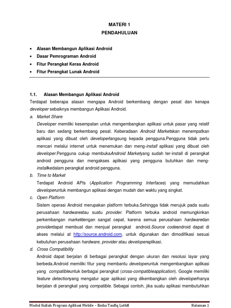 Panduan Dasar Pengembangan Aplikasi Android | PDF