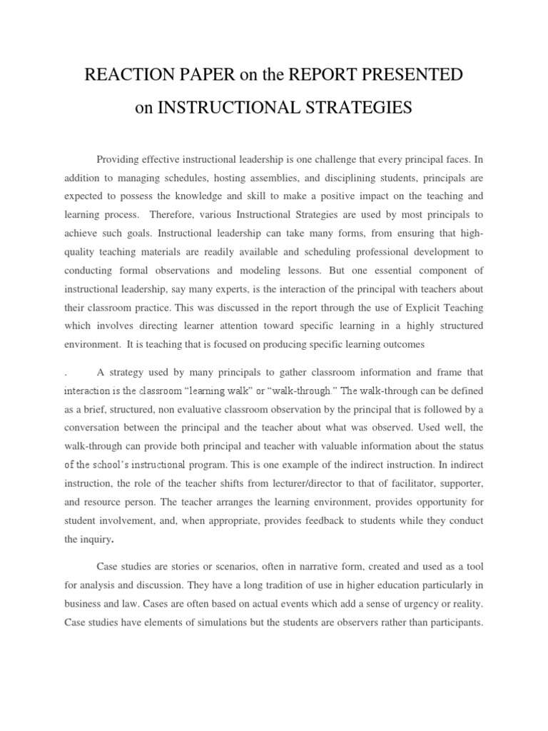 Reaction Paper On The Report Presented | PDF | Career & Growth