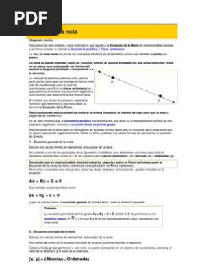 Ecuacion De La Recta Linea Geometria Sistema De Coordenadas