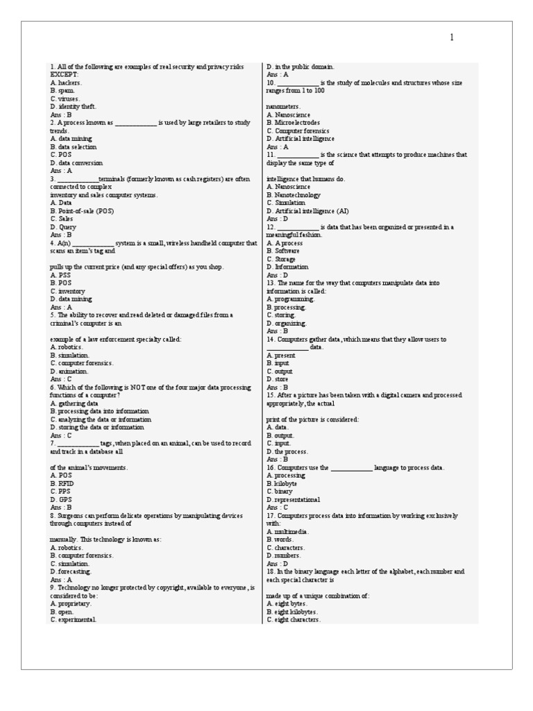 Computer Questions Operating System Computer Hardware