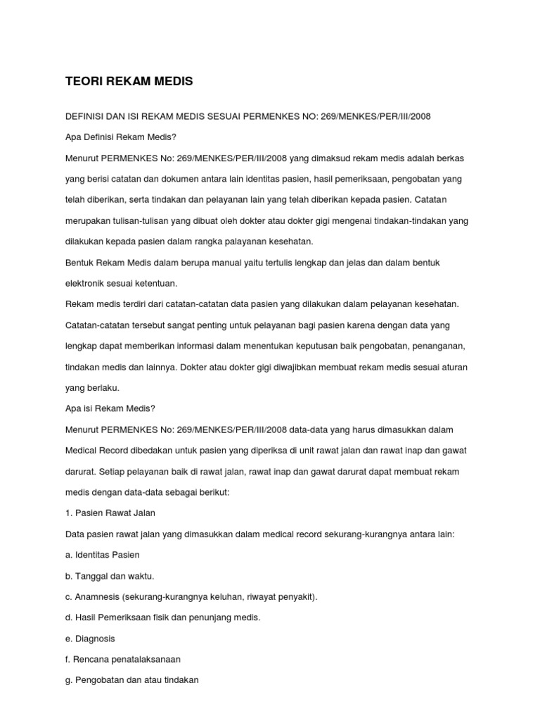 Teori Rekam Medis