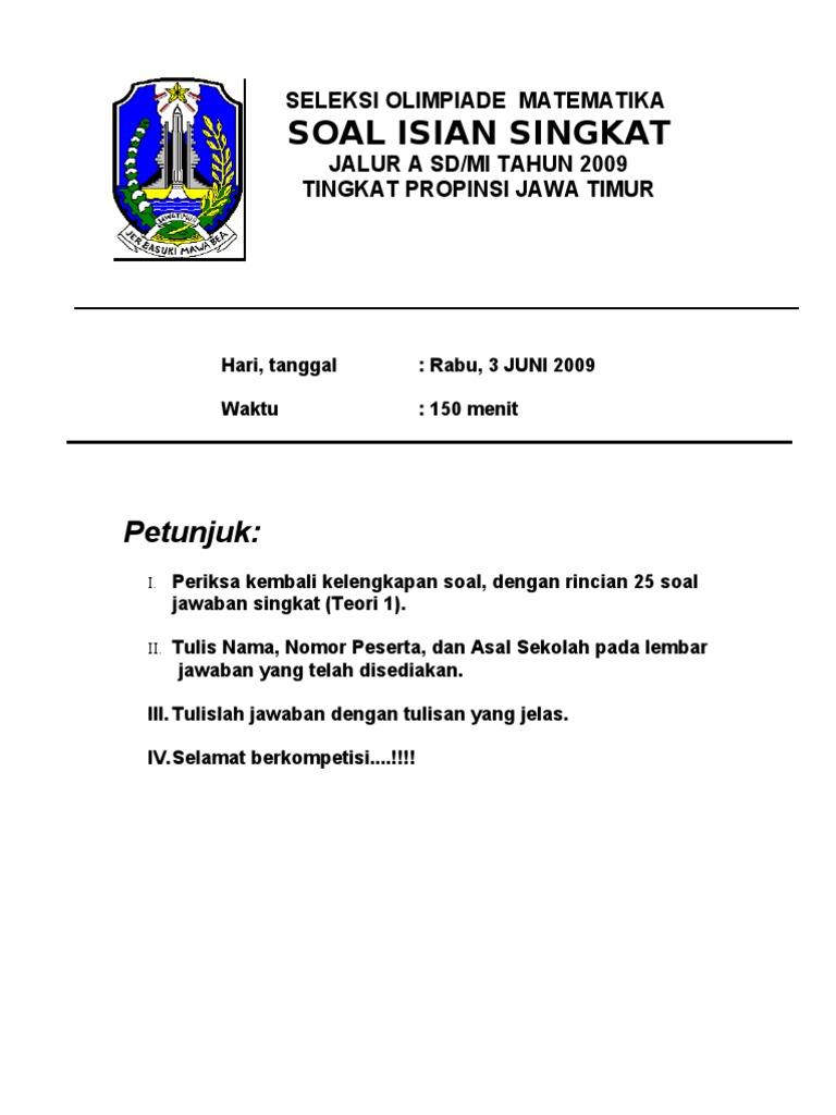Soal Mat Osn Jatim 2009