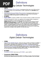 Definitions: Analog Cellular Technologies