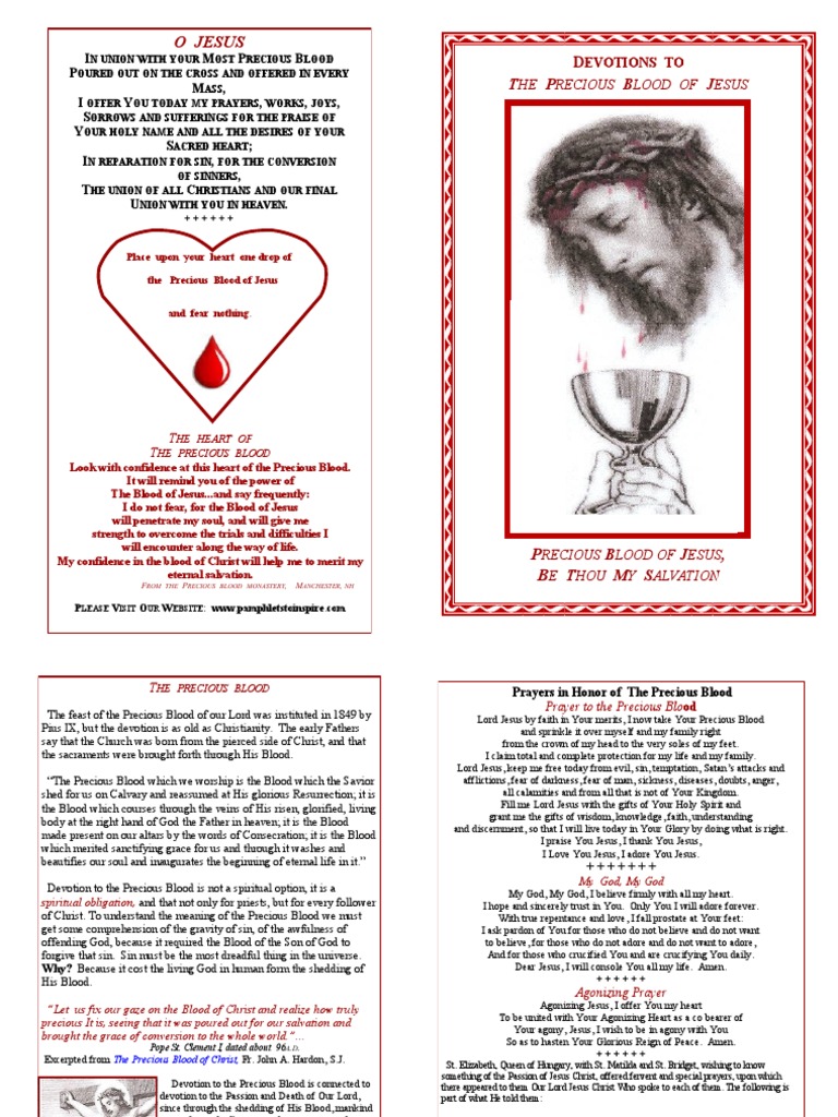 Precious Blood Pamphlet Grace In Christianity Jesus