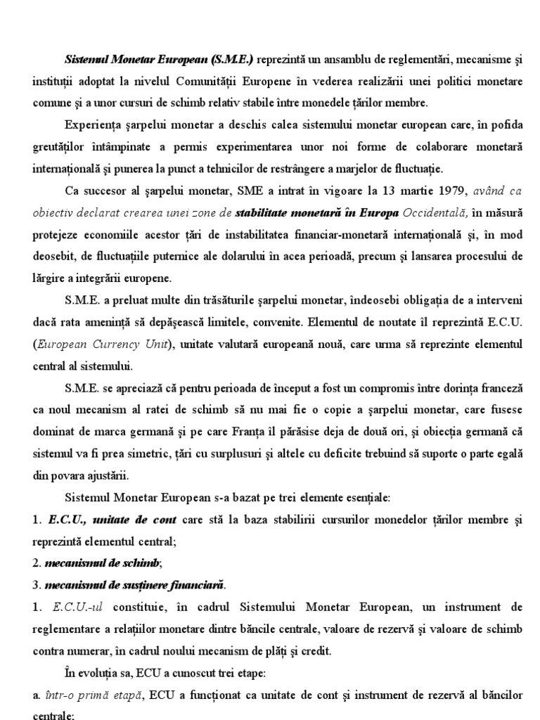 Sistemul Monetar European | PDF