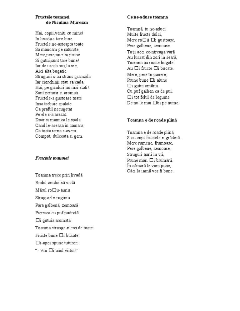 actually Slash clay Fructele Toamnei-Poezii | PDF